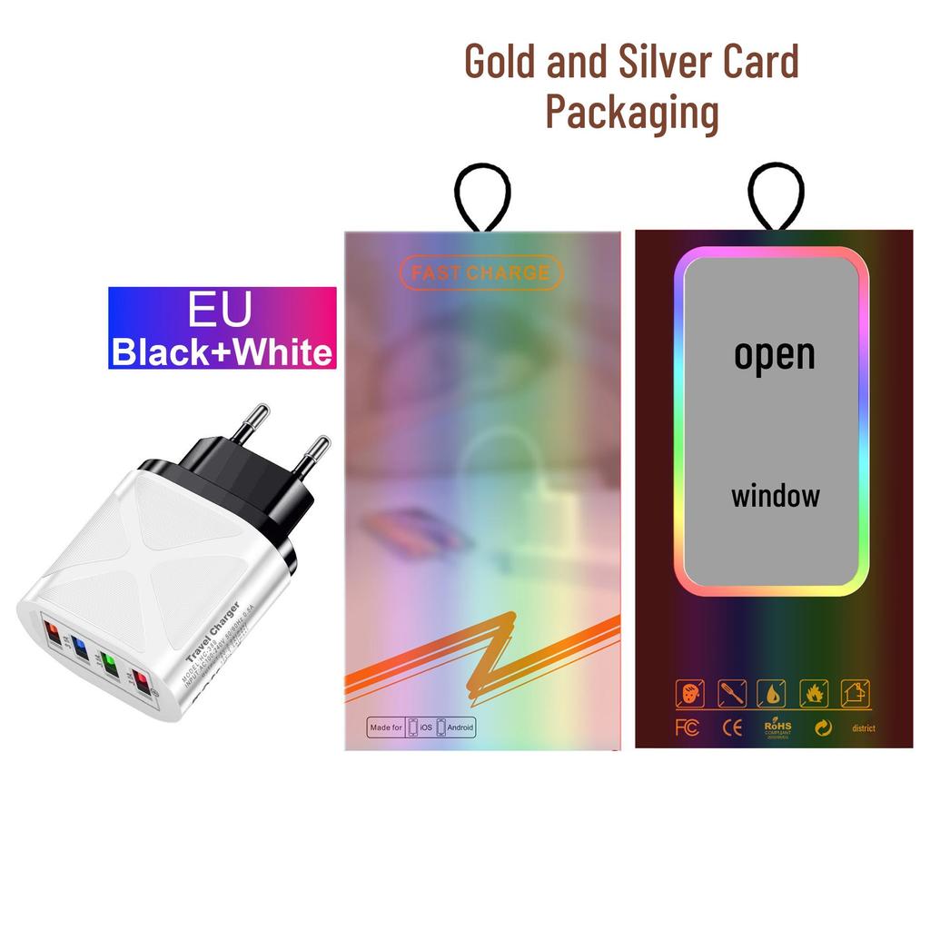 4-Port USB Travel Charger 5V/2.4A Fast Charge - AU/EU/UK/US Standard