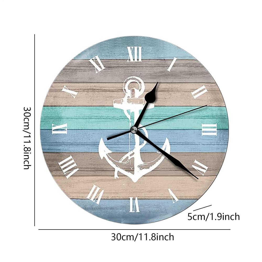 1pc Stylish And Silent Beach Blue Wall Clock For Your Kitchen Battery Not Included Home Decor Parts Accessories