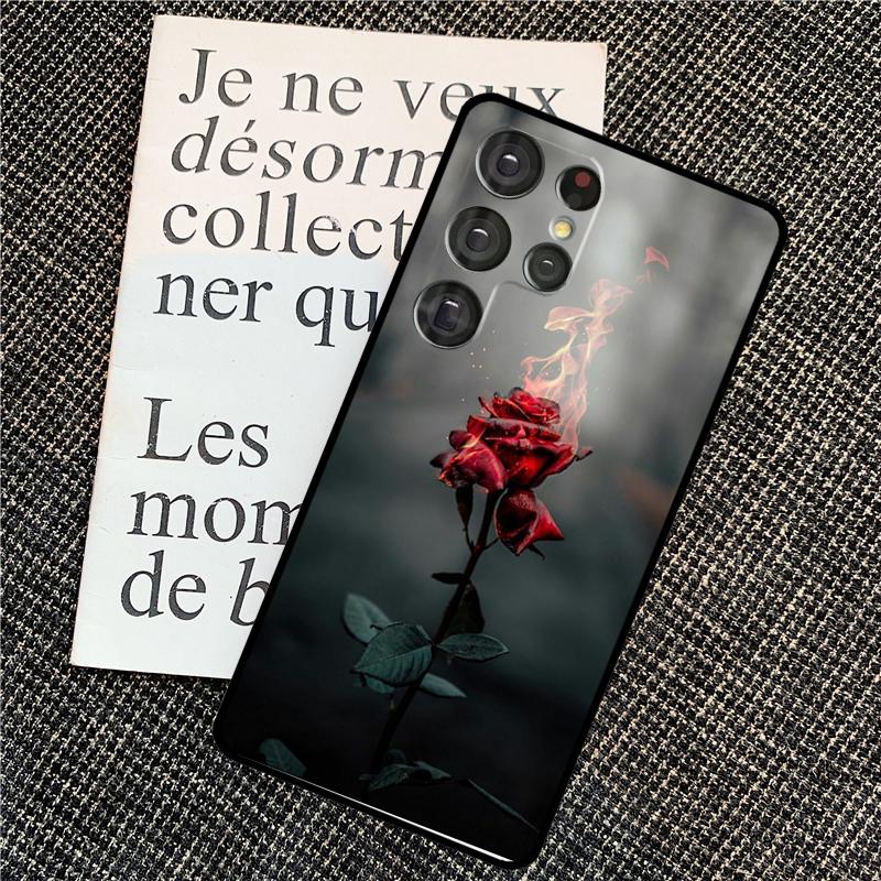 Red Rose Flower Case For Samsung Galaxy S25 Ultra S20 S21 S22 S23 S24 Ultra S9 S10 Plus S24 FE Back Cover