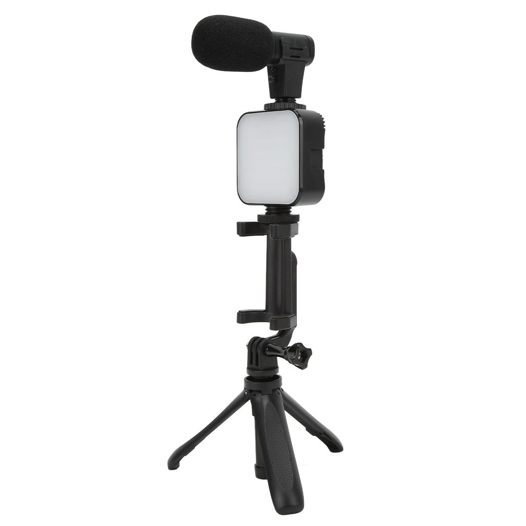 Smartphone Vlogging Kit Live Broadcast Phone Video Microphone Kit with Fill Light Tripod and Phone Holder