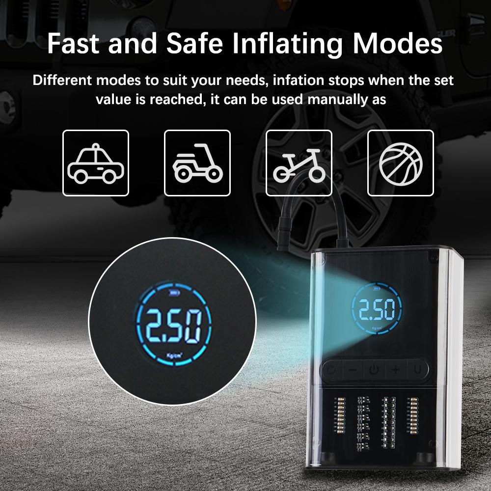 Tire Gases Machines LED SOS Light Portable Car Air Pump Wireless Intelligent Digital Display Tire Inflator Pump Car Air Compressor Electric