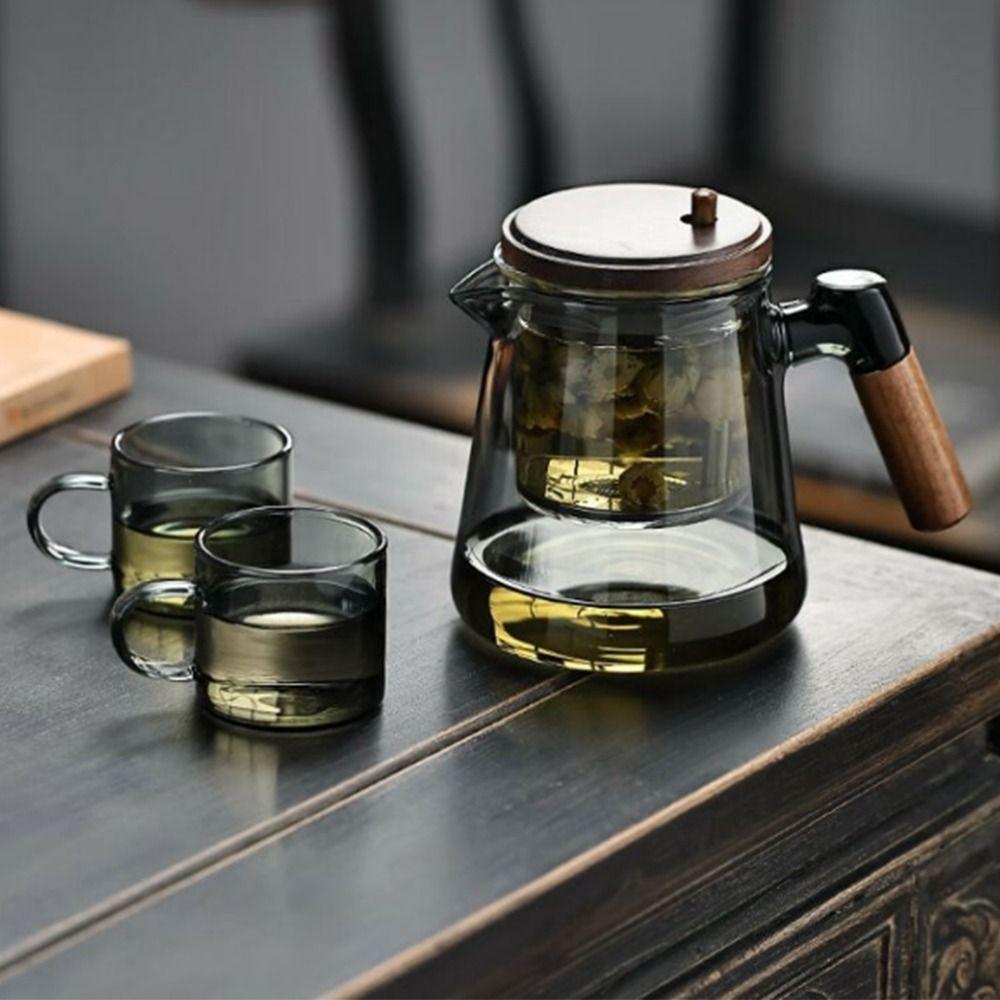 Heat Resistant Tea separation Glass Teapot 650ML One-button Filtering Teapot  Loose Tea