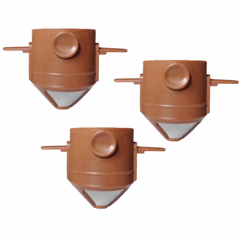 1/3 stk Sammenleggbare Kaffefilter Hell Over Drypper Sett Rustfritt Stål Håndbrygging Traktkopp med Ørekrok For Perfekt Kaffe
