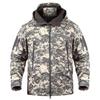 Soft Shell Vattentät Militärjacka Herr Vinter Varm Utomhus Vandring Huva Kamouflage Fleece Tactical Coat