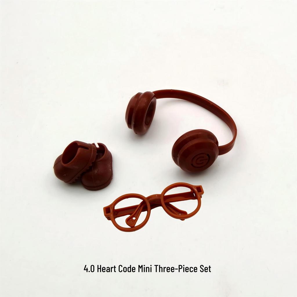 Heart Code Doll Accessories: Lensless Glasses, 4.0 Mini Labubu, Earphones, Shoes, and Three-Piece Set