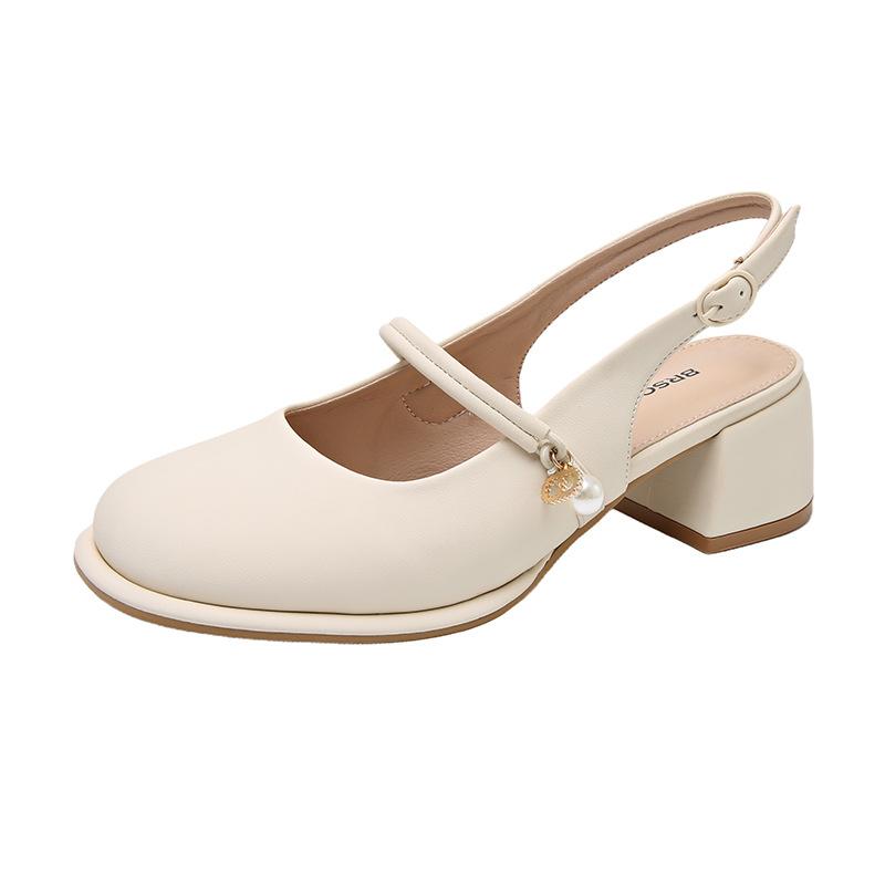 Baotou sandals women's summer 2025 new thick heel Mary Jane high heel single shoes with skirt bridesmaid shoes