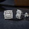 Rectangle Cut Moissanite Stud Earrings Square 14K White Gold Plated Earring