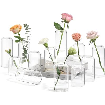 ComSaf Small Flower Vase Set of 12, Glass Bud Vases In Bulk, Clear Vases for Flower, Decor Centerpiece for Bathroom