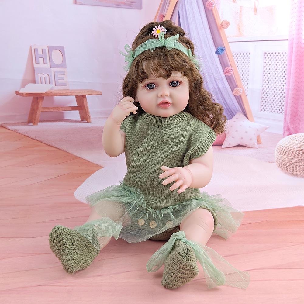

55СМ Очаровательная кукла реборн со сменной одеждой и готовая к купанию: Идеальная игрушка и успокаивающий компаньон в подарок для детей Clothes on the doll (only clothes)