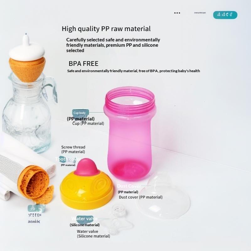 BPA-Free Wide Mouth Toddler Spout Cup 10oz Leakproof Learning Drinking Cup for Family Picnic Trips