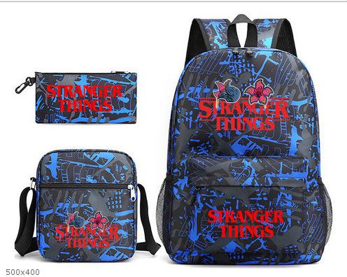 Stranger Things Star Printing Teen Student School Bag Three-Piece Men'S And Women'S Backpack