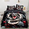 Casa Fuoco Motivo Serpente Stampa 3D (Set di tre) Set Biancheria da Letto Singolo Matrimoniale Queen Copripiumino Federa