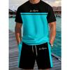 Summer New Arrival Men's Letter Print Short-Sleeve T-Shirt Stylish Mens Shorts Set Vacation Beach Casual T-Shirt Summer Top