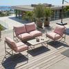 Garden Set for 4 People: Sofa, Armchairs, Table, Metal, Pink