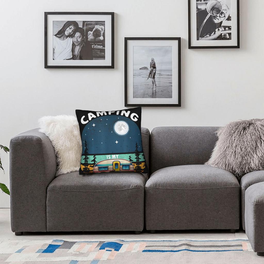 Pillow Case Camping Is My Therapy Soft Pillow Cover For Sofa Couch Bed Living Room Kawaii Pillowcases