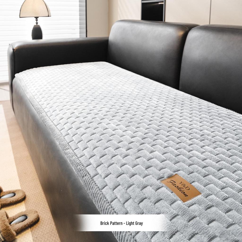 Creme-farbene kurzflorige rutschfeste Sofakissenhülle - Verdickte einteilige für Herbst/Winter 2026