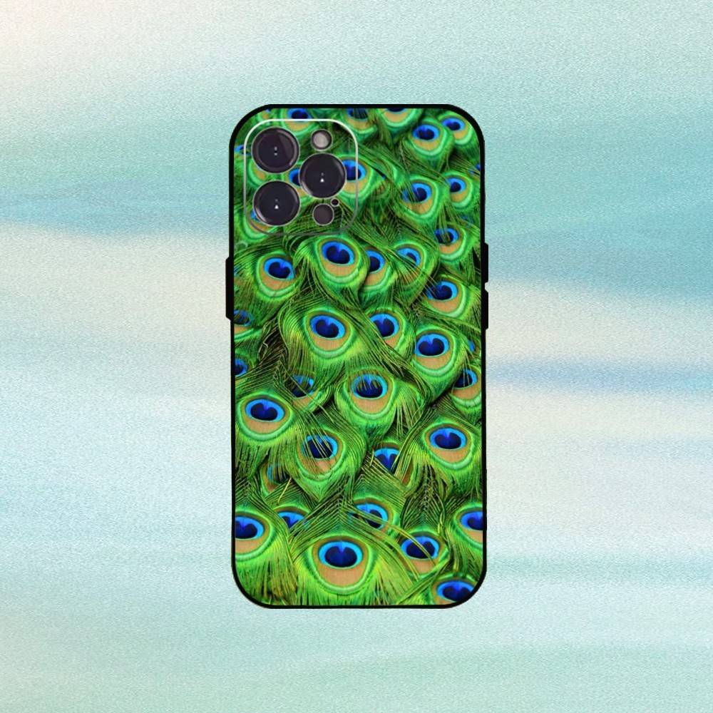 Pfauen Handyhülle Für iPhone17,16,15,14,13,12Plus,Pro Max,XS,5G Weiches Silikon Schwarze Hülle