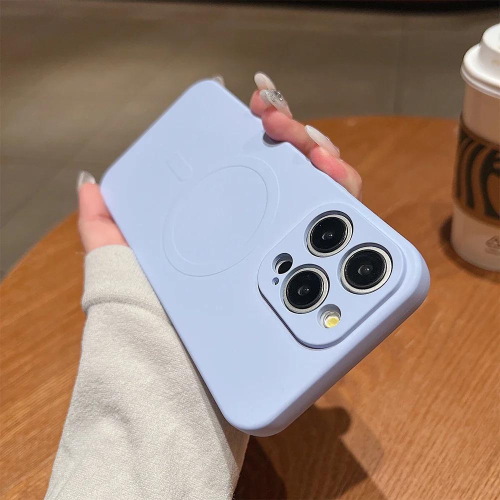 for Magsafe Magnetic Wireless Charging Case for iPhone 16 15 14 13 12 11 Pro Max Mini XR XS Soft TPU Liquid Silicone Back Cover