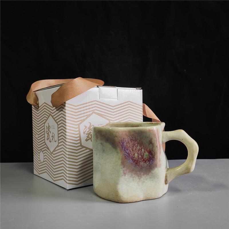 Cană de cafea retro creativă din ceramică grosieră, lucrată manual, cadou, cană ceramică, cutie cadou, pachet cadou de valoare ridicată