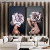 Abstract Rose Flowers Girls Canvas Painting Women Wall Poster Print Modern Wall Art Pictures for Living Room Bedroom Decorativen