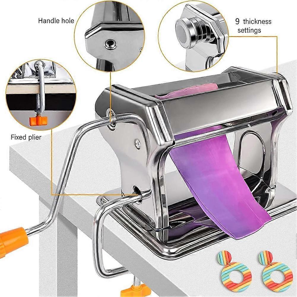 Stainless Steel Polymer Clay Roller Machine Set Includes Clay Presser Machine for DIY Craft Project