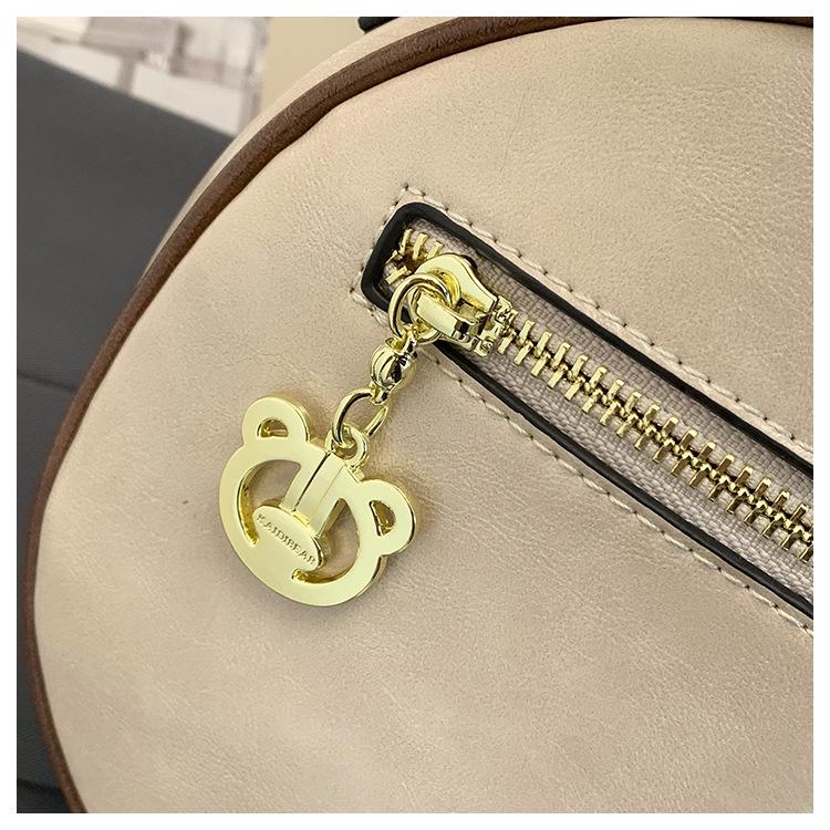 Cartoon Teddy Bear Round Cookie Handheld & Crossbody Bag with Wide Strap - Women's Cute Small Bag