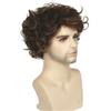 Men Short Mixed Blond Brown Wig Halloween Cosplay Costume Synthetic Hair Fluffy Curly Wigs With Bangs High Temperature Fiber