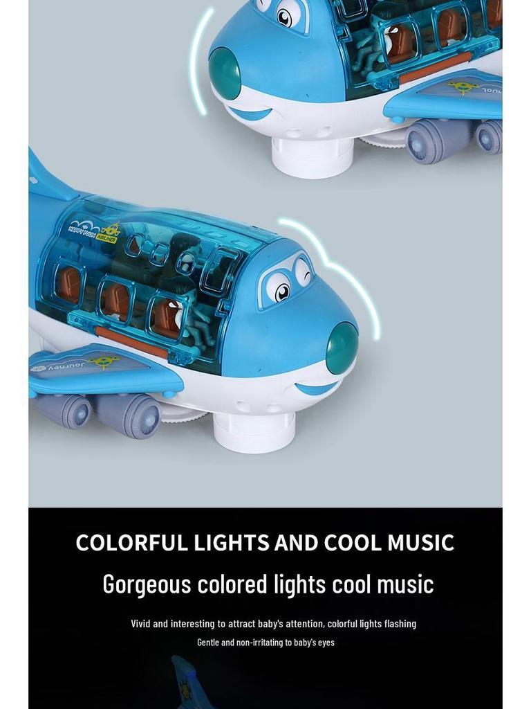 Electric Q-Cute Passenger Airplane Toy with Music & Lights - 360° Rotating Children's Car
