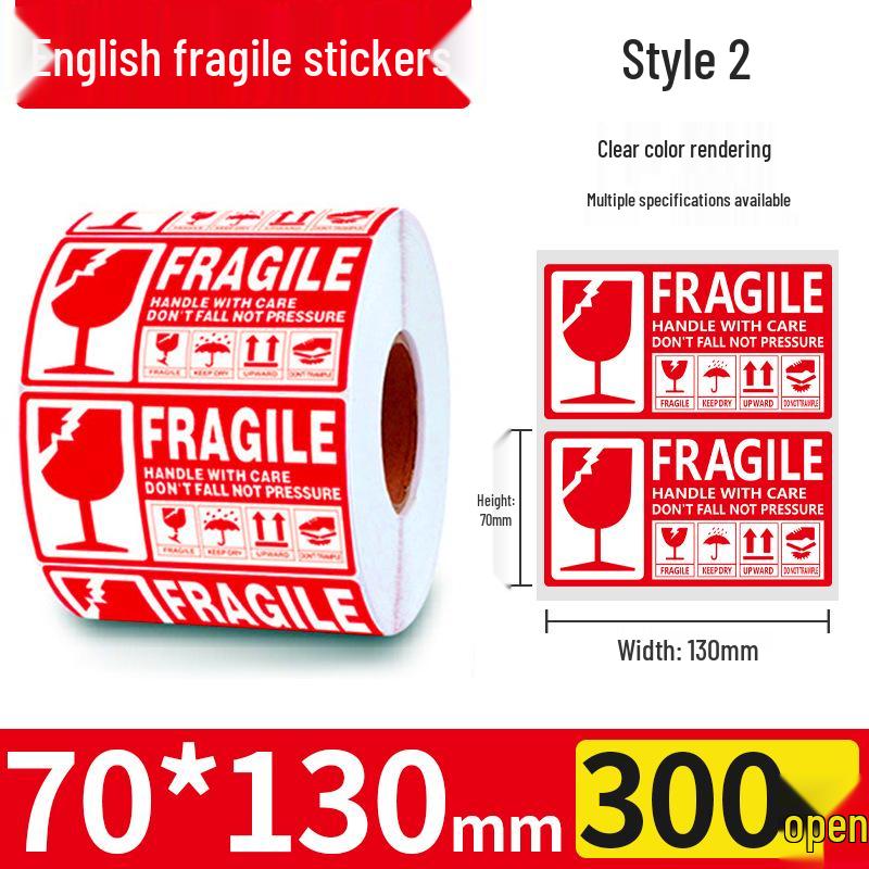 Bilingual Fragile Warning Stickers - "Handle with Care, Do Not Drop, Put Down Lightly"