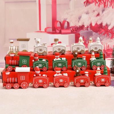 Wooden Christmas Train with Snowman, Mini Train Decor Set for Christmas Party, Christmas Train Ornament Gift Home Decoration