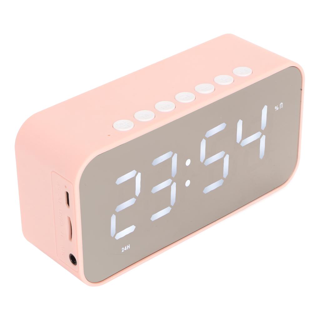 Wireless Speaker Stereo Sound Noise Cancelling Temperature Display Voice Broadcast FM Radio Mirror Alarm Clock