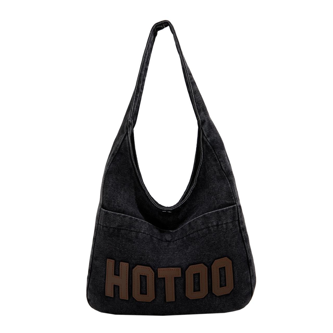 

Сумка из денима Женская мода Повседневная сумка через плечо из искусственной кожи Сумка-тоут через подмышку чёрный