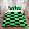 3-teiliges Bettwäsche-Set mit grün-schwarzem Karomuster für Zuhause - Universelles Dreiteiliges Set für Schlafzimmer, Gästezimmer, Wohnzimmer, Hoteldekorationen