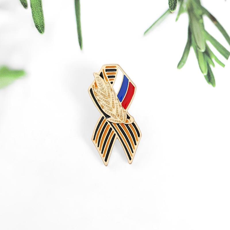 Russian Brooch Pin Ribbon Ear of Wheat Russian Flag Saint George Victory Day Brooches Lapel Pin Badge Festive Gifts