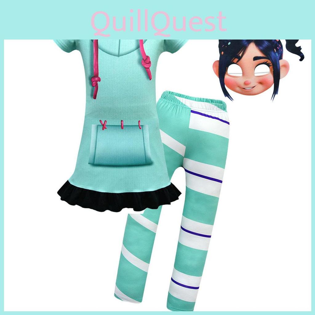 Girls Wreck-it Ralph 2 Vanellope Von Schweetz Colorful Skirt And Pants Cosplay Costume