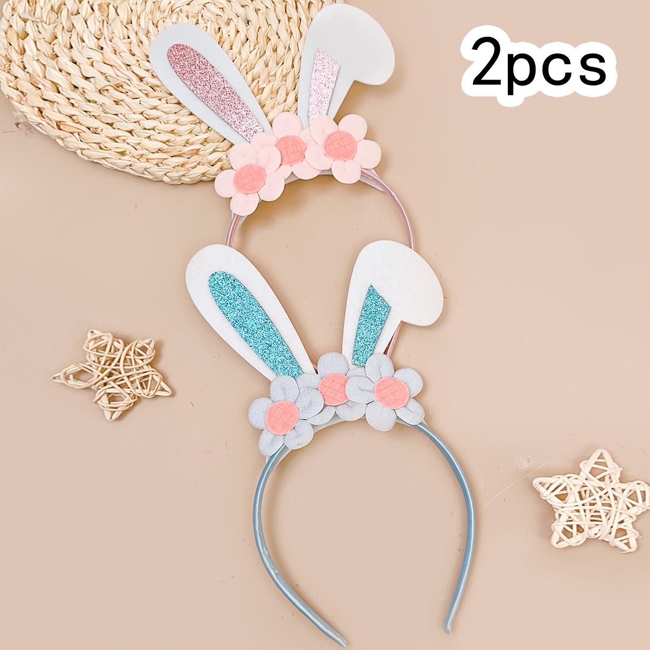 

Два Милых Ободка с Ушками Кролика и Цветочными Узорами 2pcs (Pink + Blue)