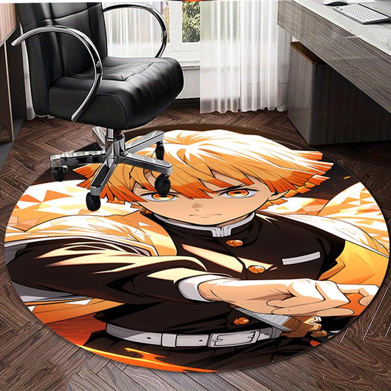 1pc Agatsuma Zenitsu  Print Round Carpet Chair Round Carpet Suitable for Bedroom Living Room Home Decorative Carpet