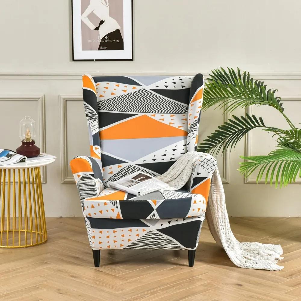 Elastic Floral Print Stretch Protector Wingback Chair Covers Recliner Wing Arm Sofa Cover Slipcover Furniture Protector