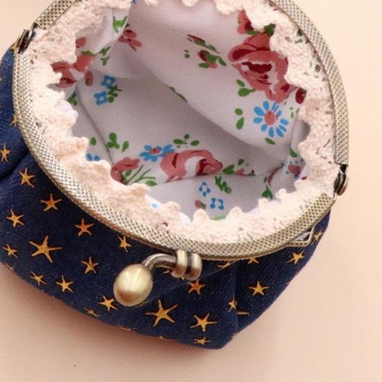 Five-Pointed Star Coin Purse Mini Kiss-Lock Change Purse Vintage Denim Trinket Pouch Wallet