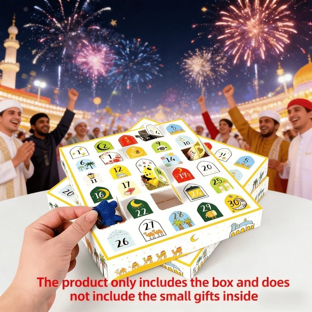 30 Empty Grid Ramadan Advent Calendar Box Cartoon Pattern Quick-release Surprise Gift Box Paper Middle East Theme