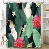 Animal Print Shower Curtain Tropical Birds Flowers Fabric Waterproof Bathroom Decor for Home Decoration White Cockatoos Red Blos