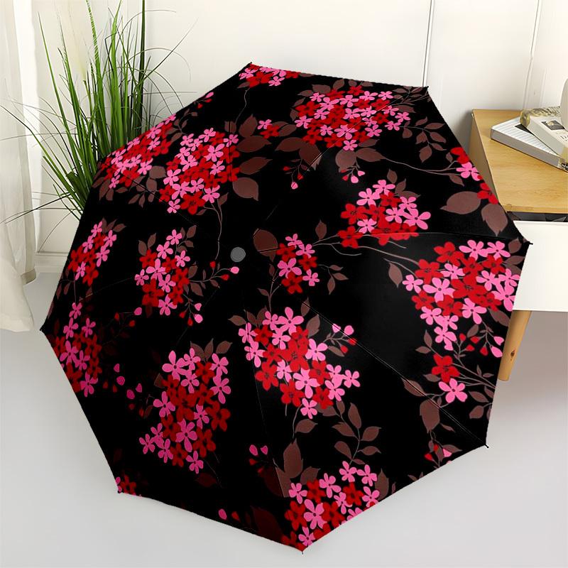 1pc Floral Pattern Design Umbrella with Plastic Handle,Suitable for All Seasons Umbrellaptys26002