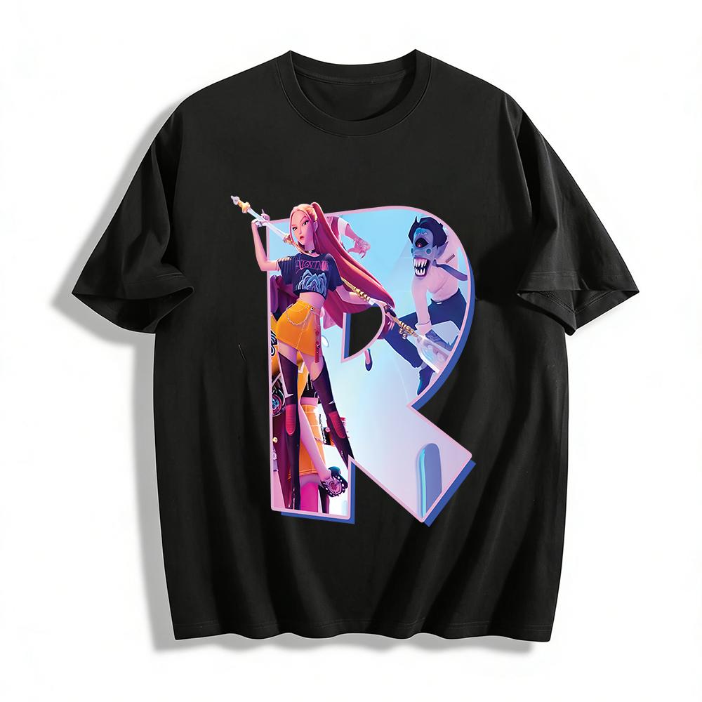 

Cool Anime Band Theme Print T-Shirt, Loose Casual Unisex Tee With Fantasy Character Design Pure cotton T-shirt XXS