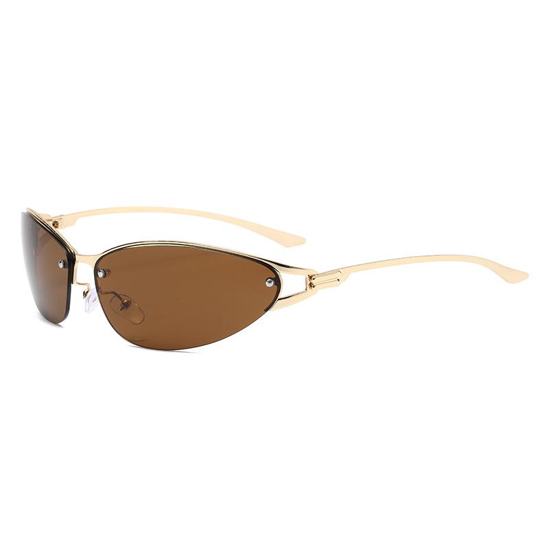 Women's Y2K Cat-Eye Metal Sunglasses - High-End Luxury, European & American Street Style Sun Protection Glasses