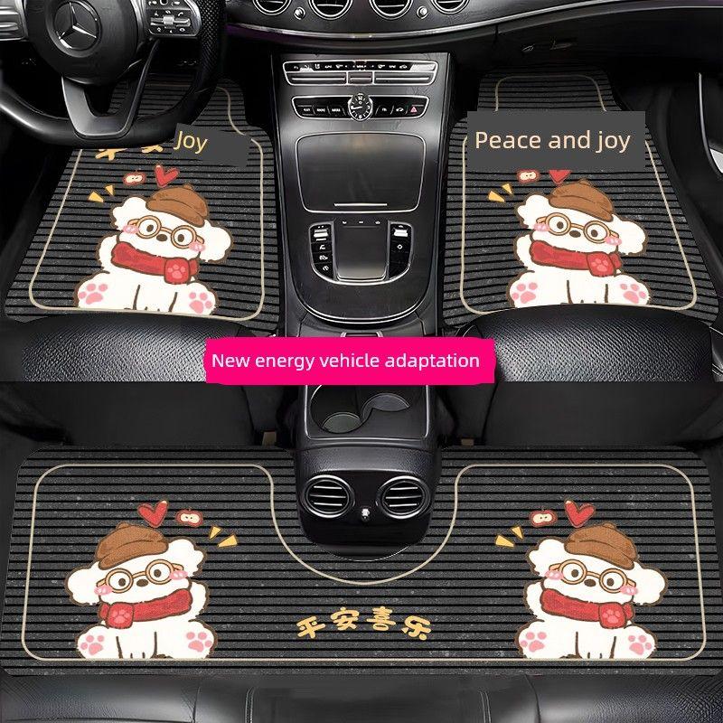 Cute Cartoon-Style Car Floor Mats, Dirt-Resistant and Soil-Scraping Resistant, Universal and Customizable Diatomaceous Earth One-Piece Car Carpet Mats
