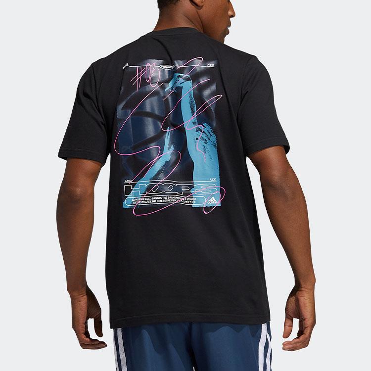 Adidas Swish Tee Letter Print Basketball Sports Short Sleeve T-Shirt Men Tops Black GN5119