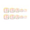 Yellow-Edged French Pedicure Nail Stickers with White & Green Flowers
