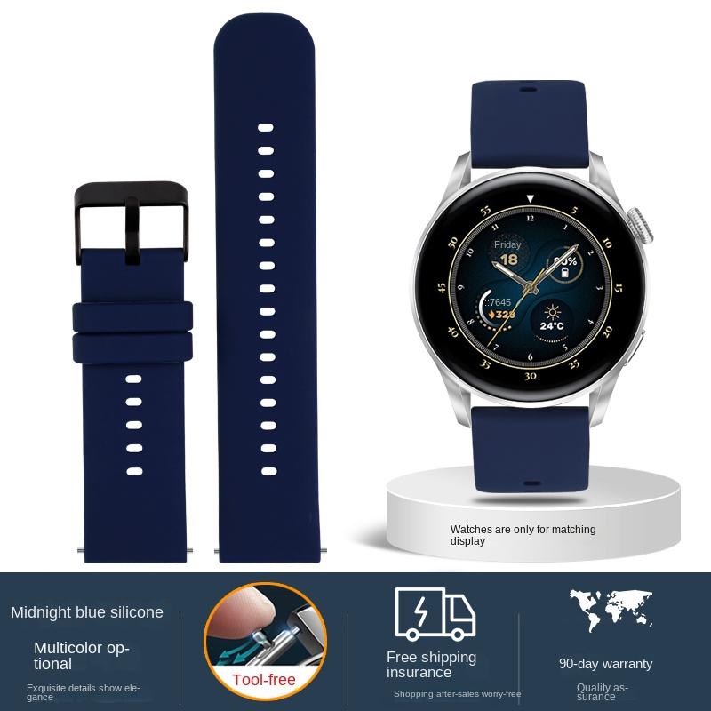 Quick release For Huawei GT1 GT2 GT3 Magic2 Watch3 honour 2/2e GS PRO soft watch strap 20 22mm Black Silicone watchband bracelet