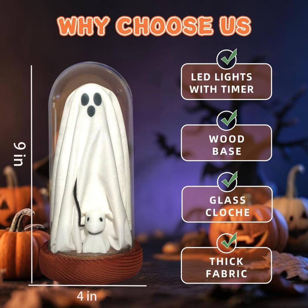 Halloween Light Up Table Decoration Shaped LED Lamp with Figurine for Indoor Party Scene Arrangement Battery Operated Prop