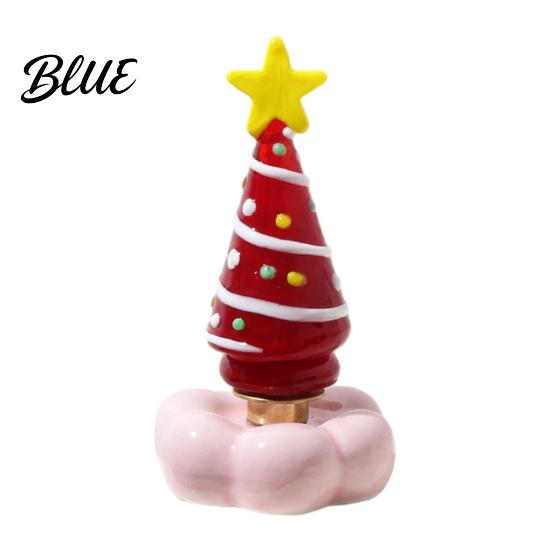 Handmade Glass Crafts Christmas Tree Ornament with Star Top And Colorful Bead Details Handcrafted Holiday Table Decor Desktop Rotating Figurine